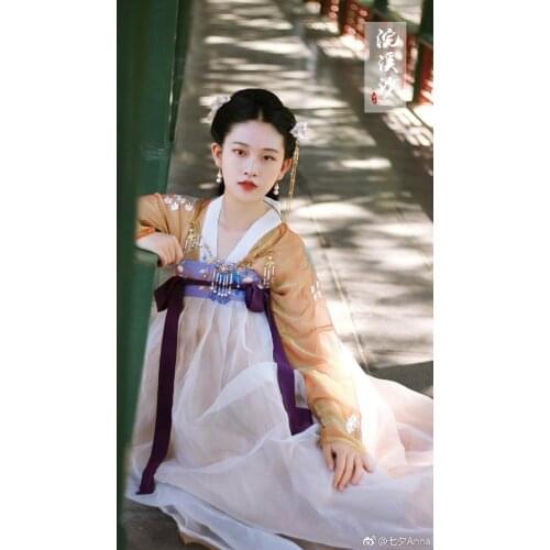 2021 Hanfu Womens Chest-High Dress Embroidered Daily Ancient Fairy Suit Tang Suit Han Element Improved Ancient Fairy Dress
