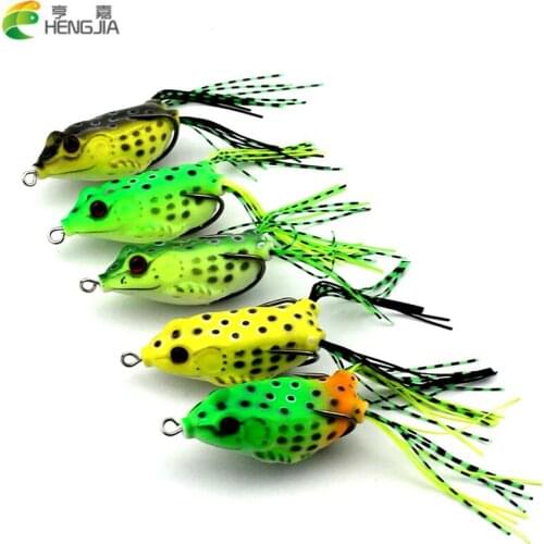 HENGJIA 5pcs frog fishing lures bass wobbler salmon sneakhead pike carp trout perch peche fishing baits pesca fihsing tackles