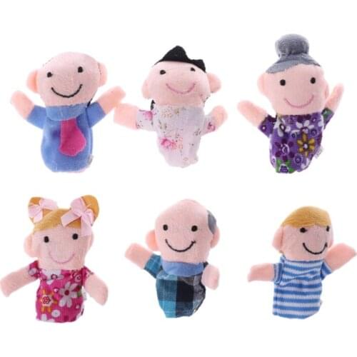6PCS Kids Baby Family Finger Puppets Plush Cloth Doll Play Game Learn Story Toys BX0D