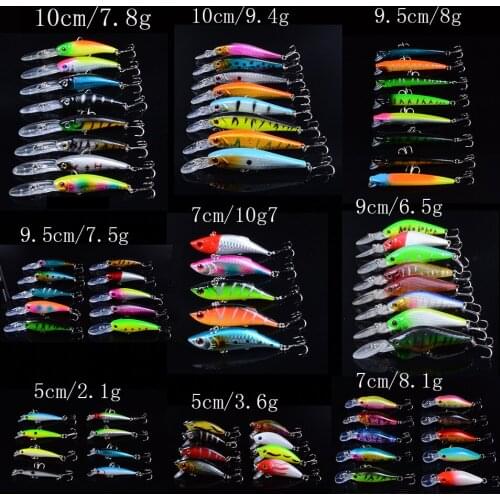 73pcs/lot Lifelike Pesca Fishing Lure Mixed 9 Models Hard Baits of 73 Colors Carp Fishing Tackle Artificial High Quality Bait