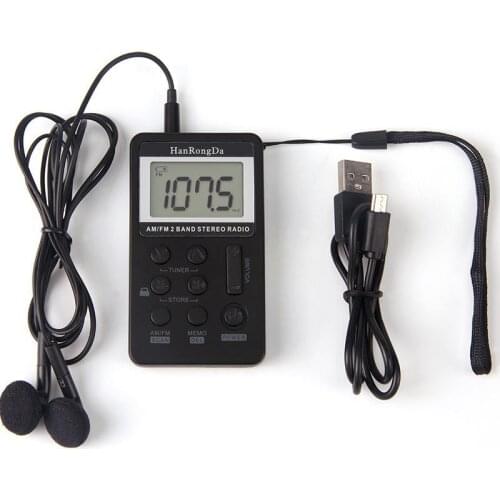 AM/FM Portable Pocket Radio Mini Digital Tuning Stereo with Rechargeable Battery and Earphone for Walk/Jogging/Gym/Camping (Sil