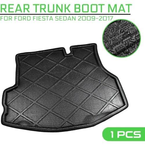 Car Floor Mat Carpet For Ford Fiesta Sedan 2009-2017 Rear Trunk Anti-mud Cover