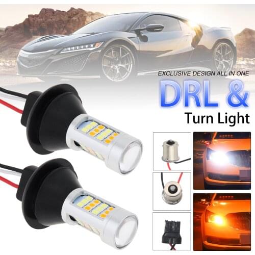 Ba15s BAU15S 1156 P21w S25 42Led T20 WY21W W21W 7440 Light Daytime Running Light+Turn Signal Dual Mode DRL LED External Lights