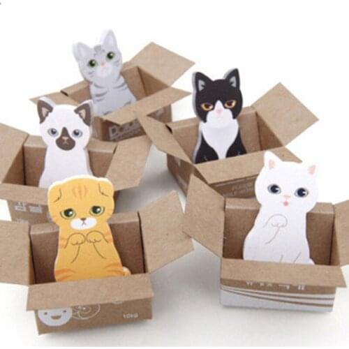 Carton Cat Memo Pad Cute Sticky Notes Kawaii Removable Self-Stick To Do List Sticky Note Book Office School Stationeries Sticker