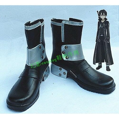 Sword Art Online SAO Kirito Halloween Black Shoes Boots H016