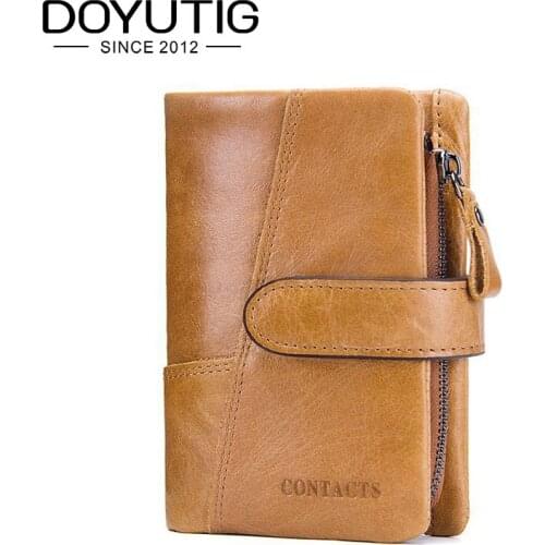 DOYUTIG New Arrival Mens Genuine Cow Leather Standard Wallet Male Casual Short Wallets Fashion Coin Purses & Card Holder B045