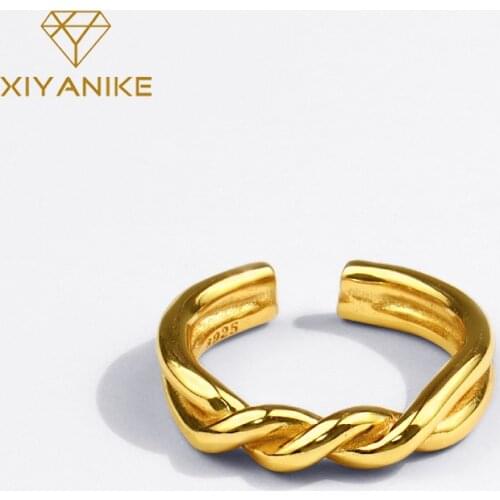 XIYANIKE 925 Sterling Silver Double-layer Knotted Twist Ring Women Fashion Simple Temperament Handmade Decoration Wholesale