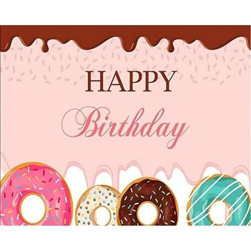 Happy Birthday Cartoon Chocolate Donut Party Photography Backdrop Baby Shower Natural Room Decor Photo Booth Studio Prop