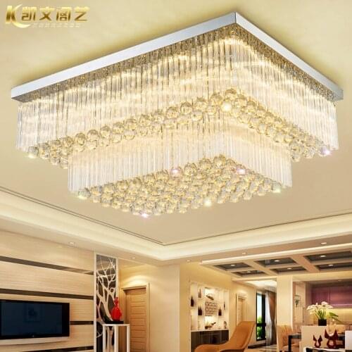 Crystal lamp living room lamp rectangular European atmosphere LED ceiling lamp simple modern bedroom lighting restaurant light