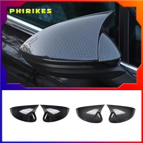 For Volkswagen Golf MK8 VIII 8 Side Mirror Covers Caps (Carbon Look) 2020 2021 2022 for VW Glossy black wing rearview