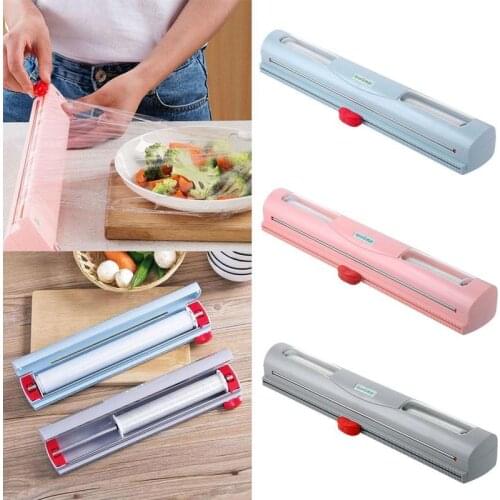 Kitchen Foil And Cling Film Wrap Dispenser Cutter Plastic Storage Holder Plastic Wrap Dispensers 3 Colors