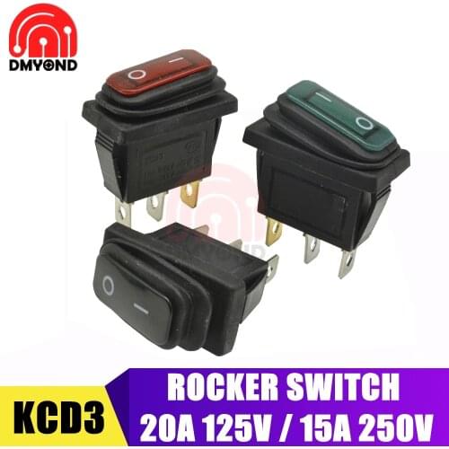 Rocker Switch Waterproof ON-OFF 2 Position 3 Pin 3PIN Electrical Equipment Power Switch 15A 250VAC/ 20A 125VAC With Light