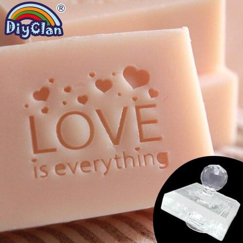 Love Pattern Handmade Soap Making Stamp Mold Diy Plexiglass Soap Seal With Handle Acrylic Chapter Valentines Day Gift Art Font