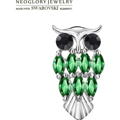 Neoglory Austria Rhinestone & Zircon Brooch Exquisite Owl Style Trendy Design For Vintage Women Elegant Overcoat Party Gift
