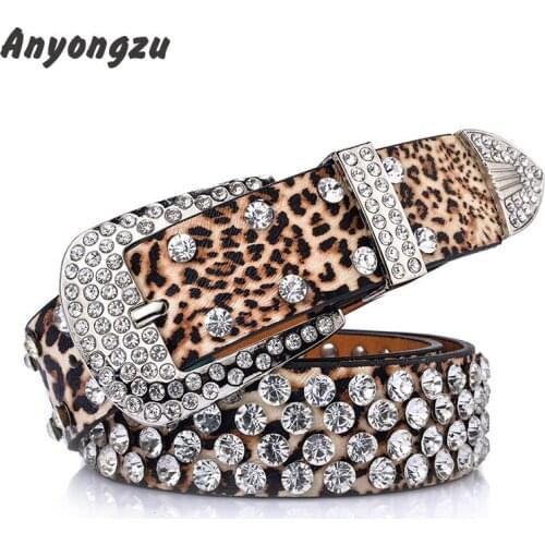 New Lady Belt Fashion Stone Inlaid Wide With Jeans Ladies Female Version Belt For Women Gift Brand Leather Belts 108cm