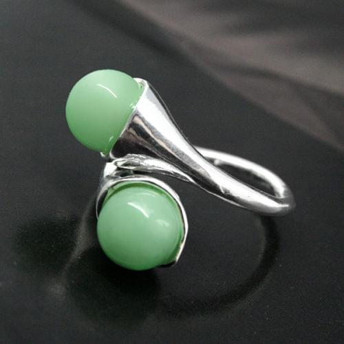Wholesale noble GREEN Natural BEAD ROUND GEMS 925 STERLING SILVER RING SIZE 7 8 9 10