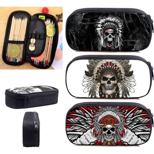 3D Print Indian Primitive Tribe Pencil Box Makeup Case Cosmetic Bag Boys Girls School Supplies Bag Zipper Makeup Purse Hot