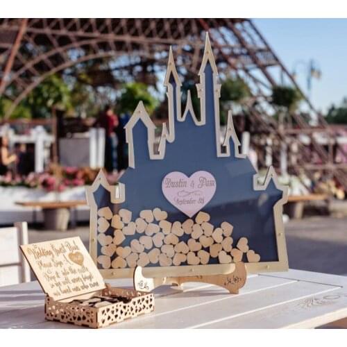 Personalize castle shaped Wedding Guest book Drop box signature Guestbook infinity love alternative Guestbook Drop top box