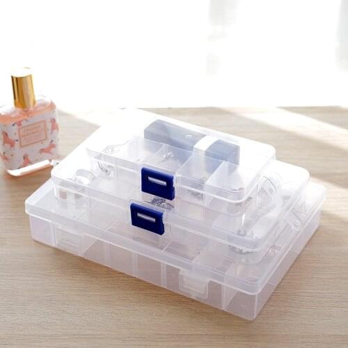 Plastic Compartment Adjustable Jewelry Necklace Clear Storage Box Case Holder Craft Organizer