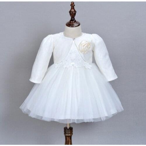 1 Year Old Baby Girl Dress Beige Princess Wedding Birthday Formal Vestido 2016 Toddler Baby Clothes Christening Gowns