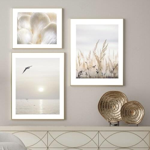 Mushroom Birds Tree Reed Path Autumn Boho Canvas Painting Nordic Wall Art Posters And Prints Wall Pictures For Living Room Decor