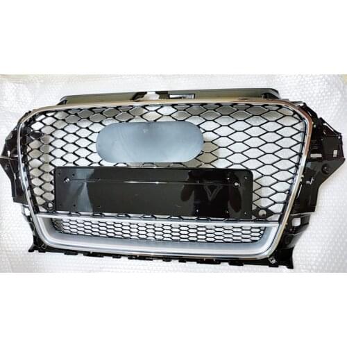 Honeycomb Grill Mesh Gloss Black for Audi A3/S3 8V 2014 2015 2016 RS3 Quattro Style Hex Mesh Front Bumper Hood Grille