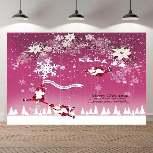 Seekpro Photography Background Merry Christmas Happy New Year Party Cartoon Snow Forest wood house Backdrop Photo Photocall