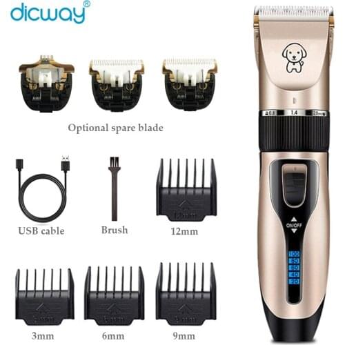 Pet Hair Trimmer Shaver Rechargeable Pet Dog Cat Low-Noise Hair Clipper Grooming Shaver Cut Machine Set Pet Clipper Electric