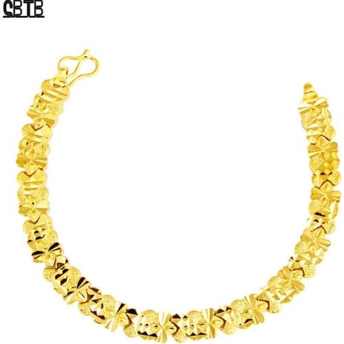 Unique 18K Gold Geometric Charm Bracelet Womens Wedding Engagement High-end Jewelry Does Not Fade Couple Holiday Gifts