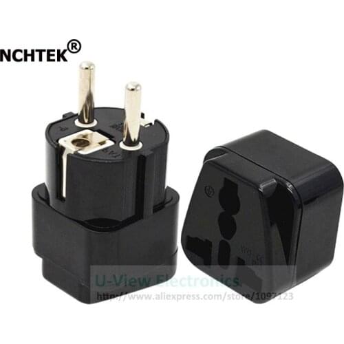 NCHTEK 10A/16A 250V EU European Gemany Male to 3Pin Female Socket Universal Travel Power Adapter Connector/Free Shipping/2PCS