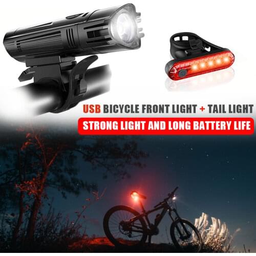 500LM Bike Front Light Set Anti-glare USB Rechargeable 2000mAh MTB Bicycle Light Wiht Taillight 4 Mode Led Cycling Headlight