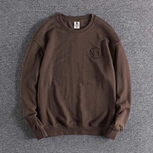 Spring 2020 new European and American trend embroidered letter long sleeve versatile mens round neck tops clothes high quality