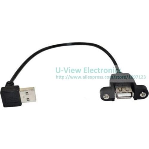 Down Angled 90 Degree USB 2.0 A Male Connector to Female Extension Cable With Panel Mount Hole 25CM/Free DHL Shipping/100PCS