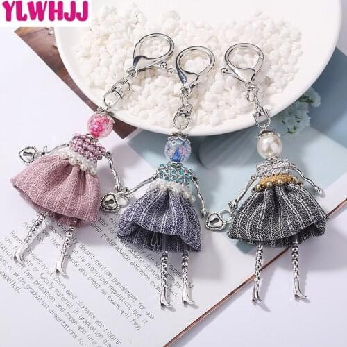 YLWHJJ brand 2020 new doll keychain for Women Car Pendant hot Girls Bag key chains key ring Statement Handmade fashion Jewelry