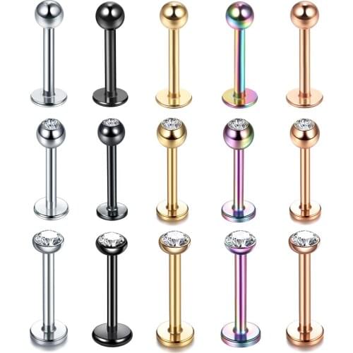 1PC 316L Stainless Steel Labret Stud Lip Rings Helix Tragus Piercings Oreja Cartilage Earrings 16G 8MM Lobe Body Jewelry