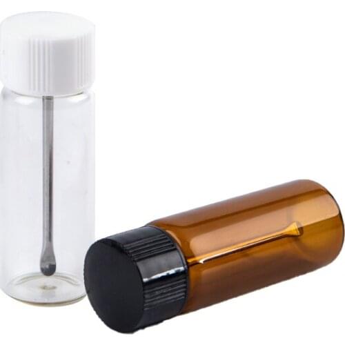1PC 68mm Glass Bottle Snuff Bottle Pill Case Sniffer Bottle With Metal Spoon Medicine Box For Personal Health Care