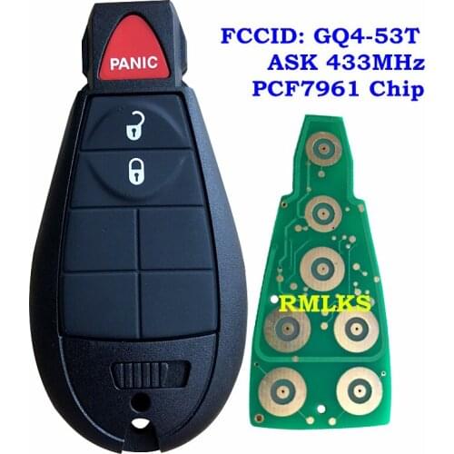 2013-2019 3/4 Buttons Remote Key Fob GQ4-53T 433MHz PCF7961 Chip For Chrysler For Jeep For Dodge For RAM Key Fob Remote Key