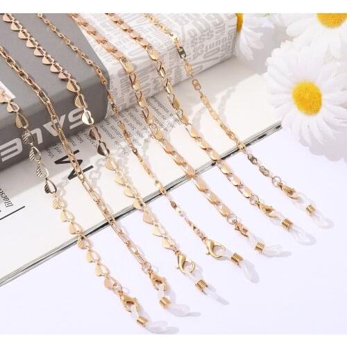 2021 Trendy Sunglasses Mask Chain Lanyard Geometric Metal Non-slip Glasses Chain Lanyard New Fashion Jewelry for Women Gift