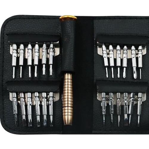 25pcs multi-function leather case manual screwdriver Batch combination set Mobile phone laptop Disassemble repair tool
