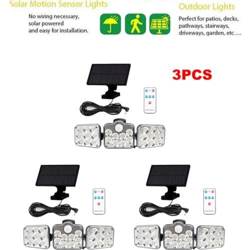 3pcs 138 led seperable remote Solar Light Outdoor Solar Lamp PIR Motion Sensor Waterproof Sunlight Garden Decoration Street Lant