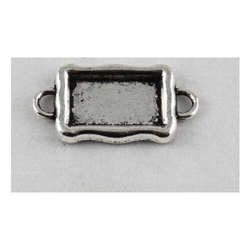 300 Tibetan silver Cabochon Settings Pendant Trays glue on bail picture frame rectangle link A12191