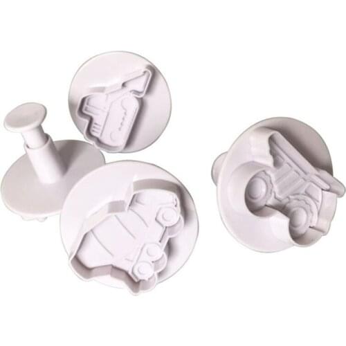 4pcs 3D Car Plane Train Vehicle Cookie Cutter Biscuit Mold Baking Hand Stamp Press Plunger Sugarcraft Cookie Fondant Cutters