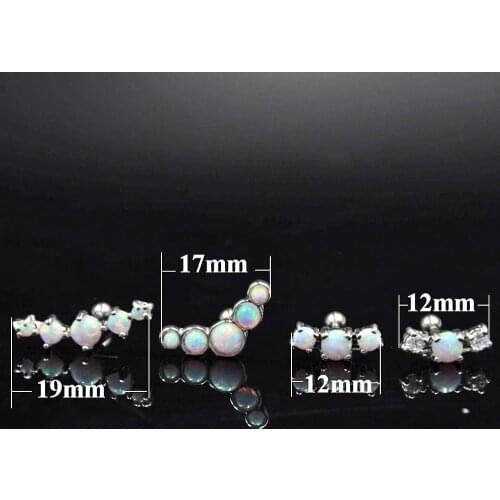 4pcs Surgical Steel Opal Ear Tragus Cartilage Ear Studs Helix Piercings Lobe Piercings Upper Ear Piercing Ring Tragus Jewelry