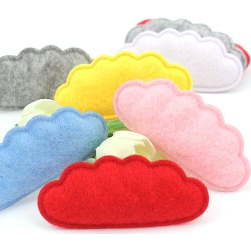 48Pcs 2.6*6cm Cloud Flowers Felt Fabric Padded Appliques For Kids Headwear DIY Hairpin Crafts Decor Ornament Accessories