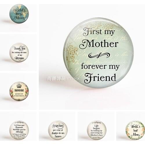 5Pcs/lot First My Mother Forever My Friend . Love Mom Letters DIY 25mm Round Glass Cabochon for Pendant Keychain Jewelry Making