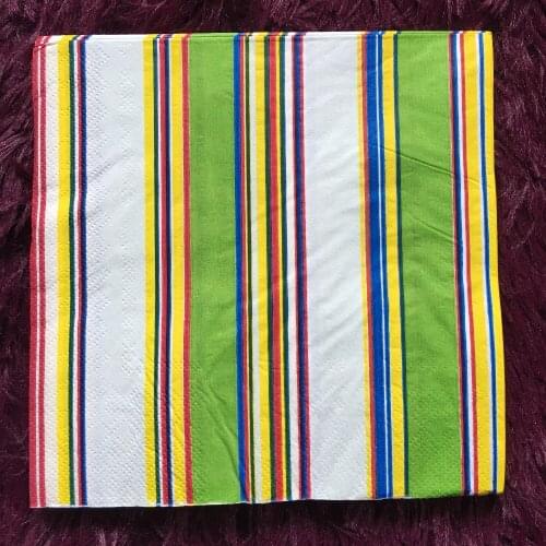 Decoupage Paper Napkin tissue wedding party cafe print green white blue yellow purple stripe towel decor Guardanapo serviette