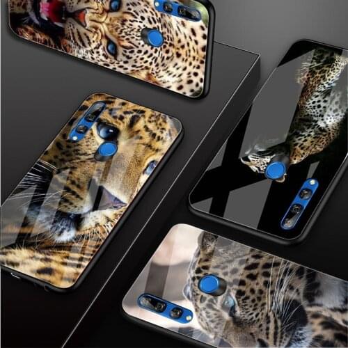 Leopard Tempered Glass Phone Case For Huawei honor 8X 9 10i 20i 20Lite 20Pro 30 Pro Cover Shell