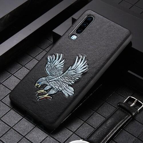 Genuine Leather 3D Emboss Grain phone case for Huawei P30 Lite P40 Pro Mate 20 P20 Y9 Y7 Y6 Cover For Honor 20 Pro 10 10i 8X 9X