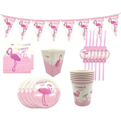 Chicinlife Hawaii Party Pink Flamingo Balloon Party Paper Plate Cup Napkin Birthday Summer Party Wedding Decoration Supplies