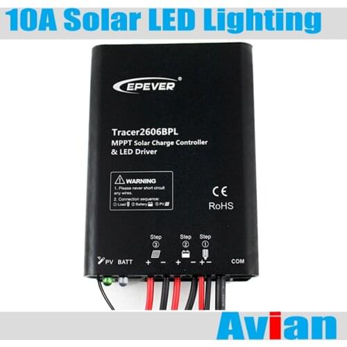 Epever 10A MPPT Solar Controller LED Lighting 12V 24V Auto Work with Built-In LED Driver IP67 Waterproof